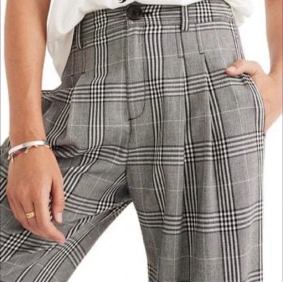 Madewell wide leg pleated high waisted plaid pants. - Picture 2 of 10